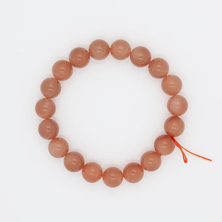 Dark Shade Orange Moonstone Bracelet | 10mm Round Beads