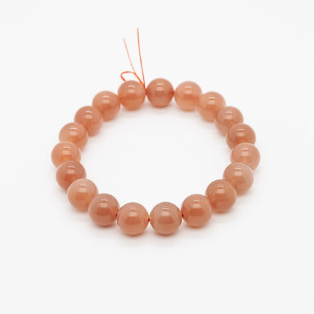 Dark Shade Orange Moonstone Bracelet | 10mm Round Beads
