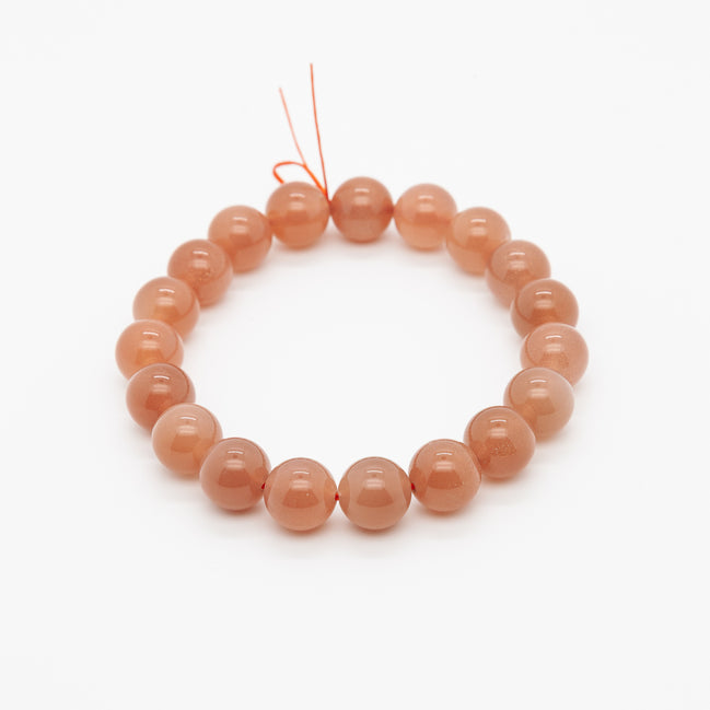 Dark Shade Orange Moonstone Bracelet | 10mm Round Beads