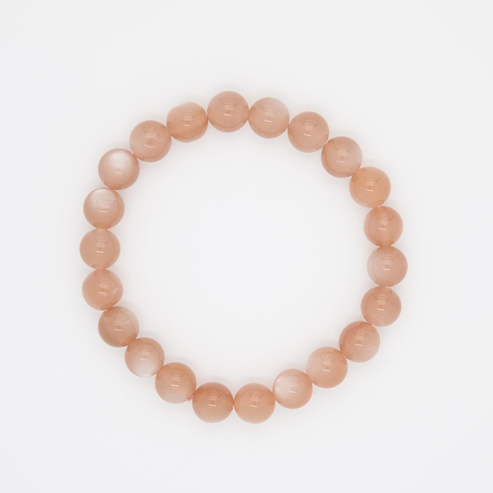 Light Shade Orange Moonstone Bracelet | 8mm Round Beads
