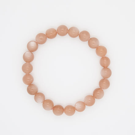 Light Shade Orange Moonstone Bracelet | 8mm Round Beads