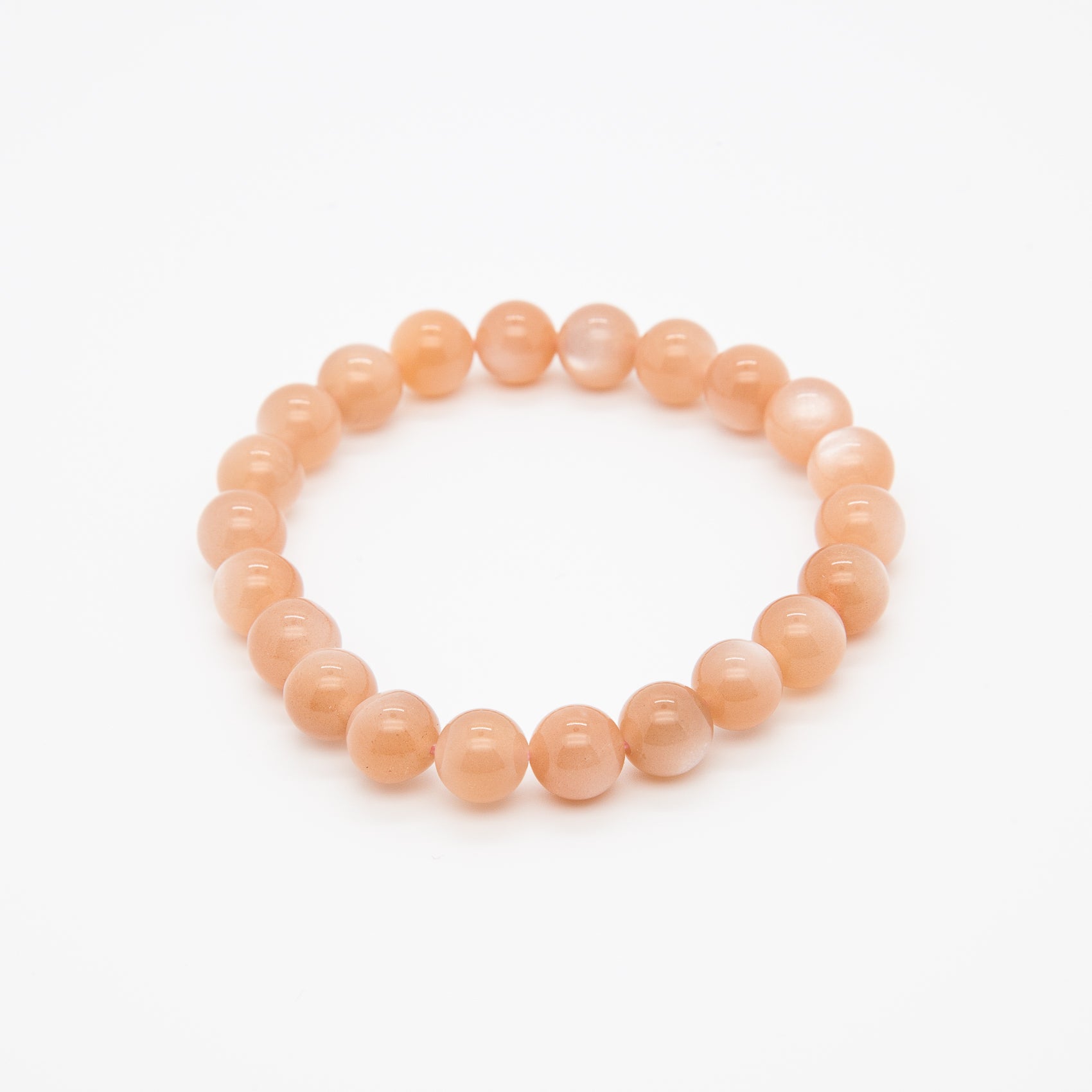 Light Shade Orange Moonstone Bracelet | 8mm Round Beads