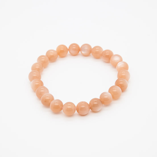Light Shade Orange Moonstone Bracelet | 8mm Round Beads