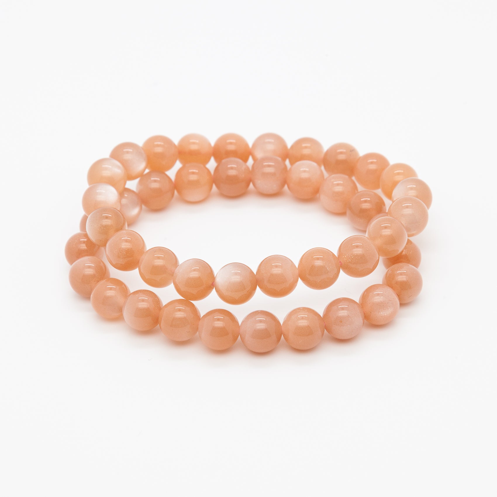 Light Shade Orange Moonstone Bracelet | 8mm Round Beads