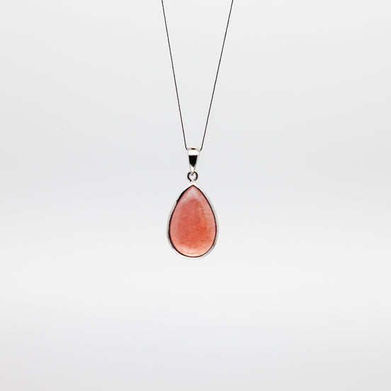 Drop Shape Rhodochrosite Pendant: A Touch of Blushing Elegance