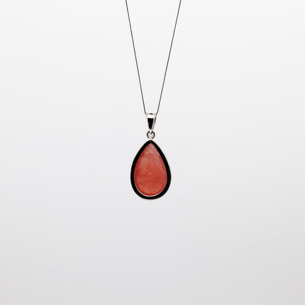 Drop Shape Rhodochrosite Pendant: A Touch of Blushing Elegance