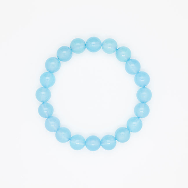 10mm Sea Blue Chalcedony Bracelet |  Serenity in Every Sphere