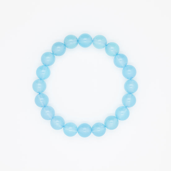 10mm Sea Blue Chalcedony Bracelet |  Serenity in Every Sphere