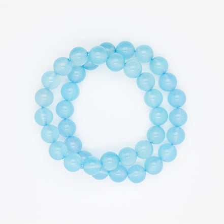 10mm Sea Blue Chalcedony Bracelet |  Serenity in Every Sphere