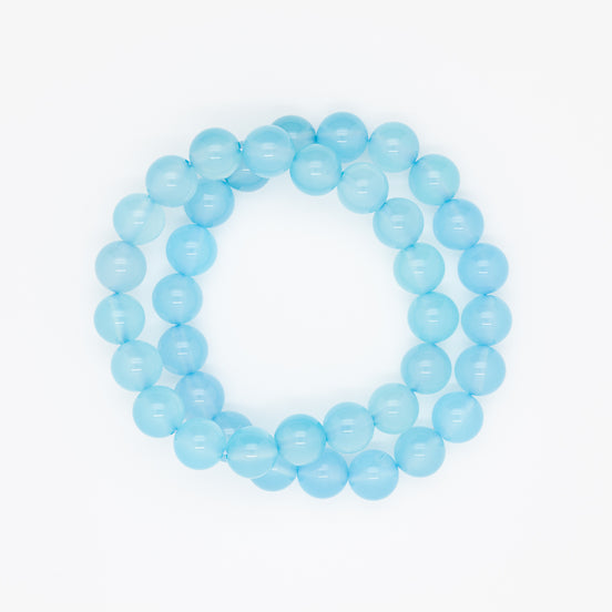 10mm Sea Blue Chalcedony Bracelet |  Serenity in Every Sphere