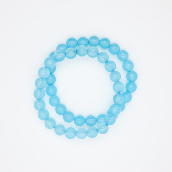 8mm Sea Blue Chalcedony Bracelet |  Serenity in Every Sphere