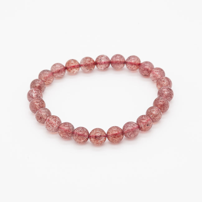 8mm Round Beads | Strawberry Quartz Gemstone Bracelet