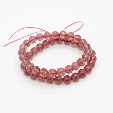 8mm Round Beads | Strawberry Quartz Gemstone Bracelet